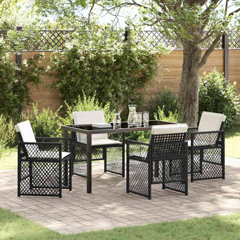 Zestaw do jadalni w ogrodzie 5 pcs Czarny polirattan