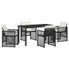 Zestaw do jadalni w ogrodzie 5 pcs Czarny polirattan