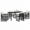 Zestaw do jadalni w ogrodzie 5 pcs Czarny polirattan