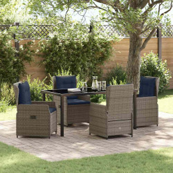 Zestaw do jadalni w ogrodzie 5 pcs Szary Polirattan