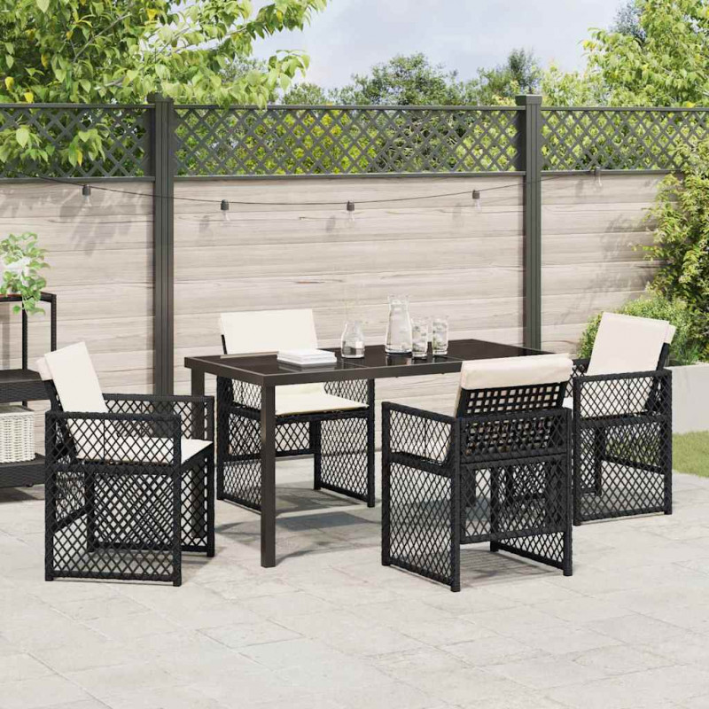 Zestaw do jadalni w ogrodzie 5 pcs Czarny polirattan