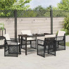 Zestaw do jadalni w ogrodzie 5 pcs Czarny polirattan