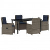 Zestaw do jadalni w ogrodzie 5 pcs Szary Polirattan