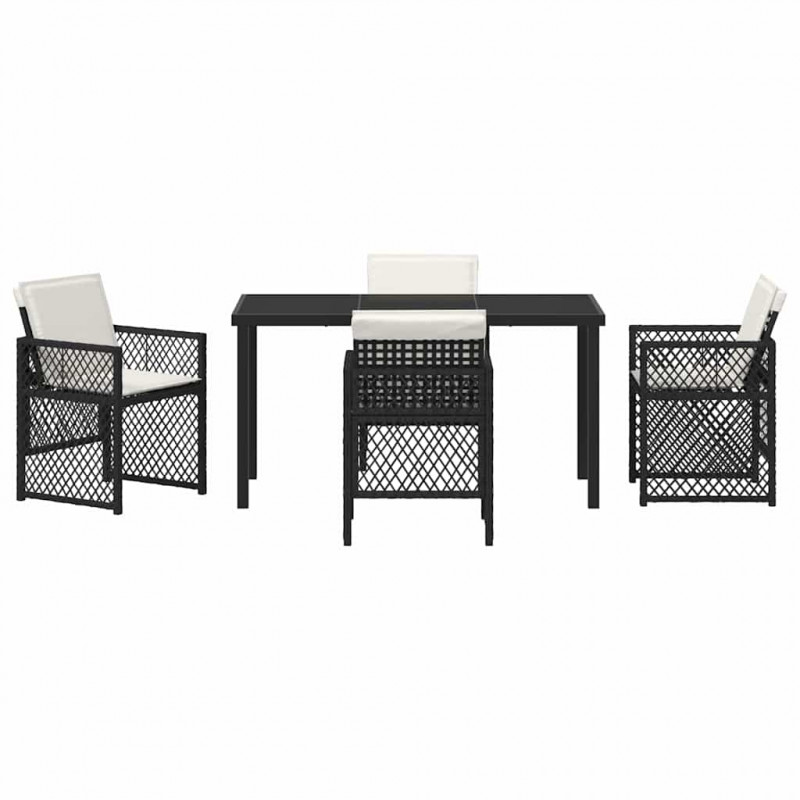 Zestaw do jadalni w ogrodzie 5 pcs Czarny polirattan
