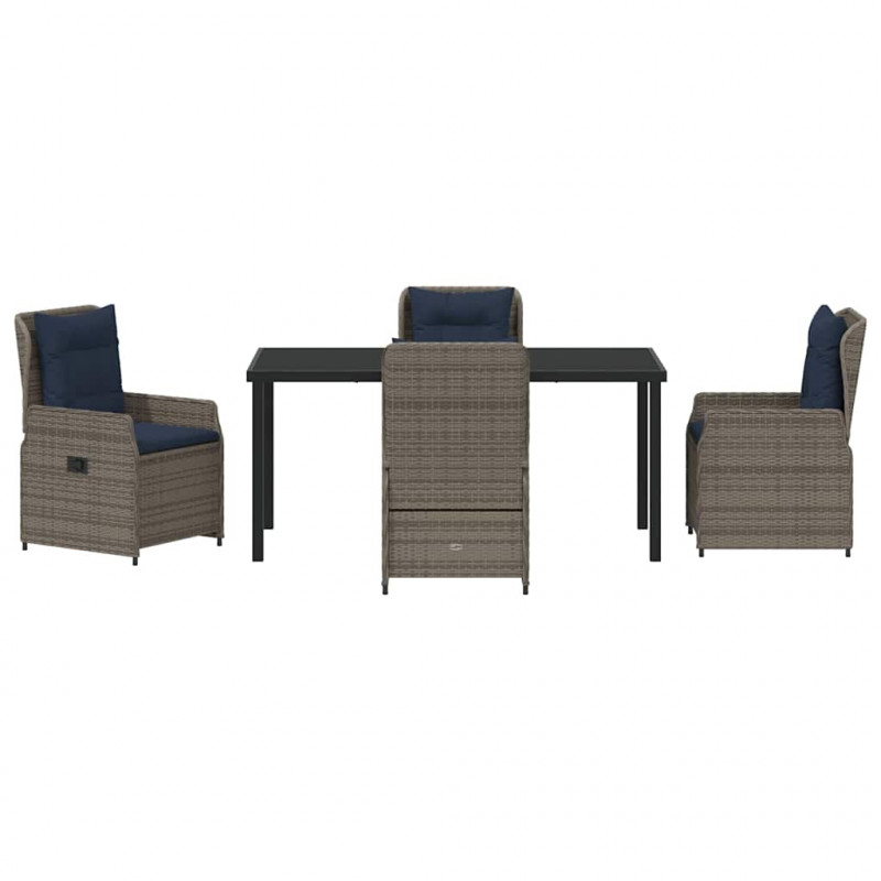 Zestaw do jadalni w ogrodzie 5 pcs Szary Polirattan