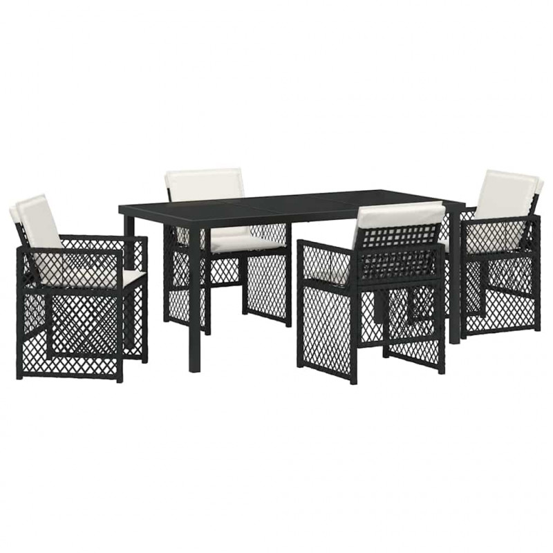 Zestaw do jadalni w ogrodzie 5 pcs Czarny polirattan