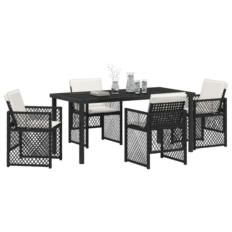 Zestaw do jadalni w ogrodzie 5 pcs Czarny polirattan