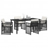 Zestaw do jadalni w ogrodzie 5 pcs Czarny polirattan