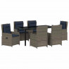 Zestaw do jadalni w ogrodzie 7 pcs Szary Polirattan