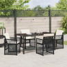 Zestaw do jadalni w ogrodzie 5 pcs Czarny polirattan
