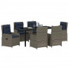 Zestaw do jadalni w ogrodzie 7 pcs Szary Polirattan