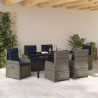 Zestaw do jadalni w ogrodzie 7 pcs Szary Polirattan