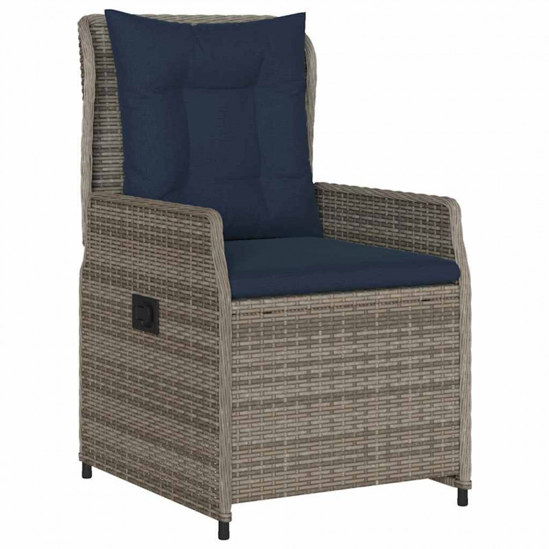 Zestaw do jadalni w ogrodzie 7 pcs Szary Polirattan