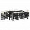 Zestaw do jadalni w ogrodzie 9 pcs Czarny polirattan