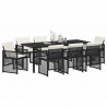 Zestaw do jadalni w ogrodzie 9 pcs Czarny polirattan