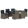 Zestaw do jadalni w ogrodzie 7 pcs Szary Polirattan