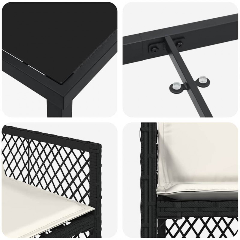 Zestaw do jadalni w ogrodzie 9 pcs Czarny polirattan