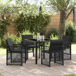 Zestaw do jadalni w ogrodzie 5 pcs Czarny polirattan