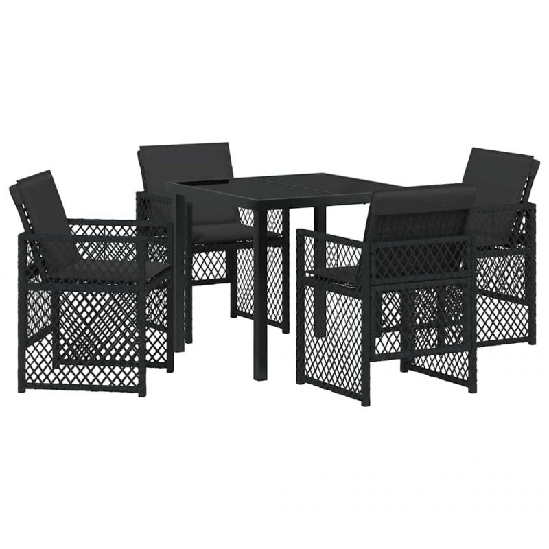 Zestaw do jadalni w ogrodzie 5 pcs Czarny polirattan
