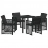 Zestaw do jadalni w ogrodzie 5 pcs Czarny polirattan