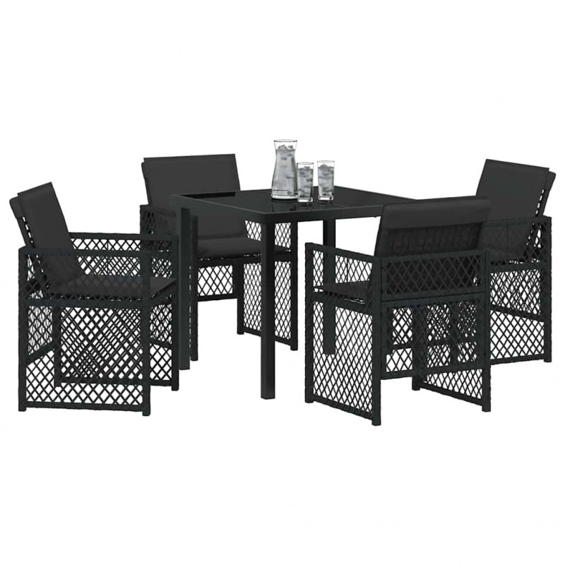 Zestaw do jadalni w ogrodzie 5 pcs Czarny polirattan