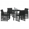 Zestaw do jadalni w ogrodzie 5 pcs Czarny polirattan