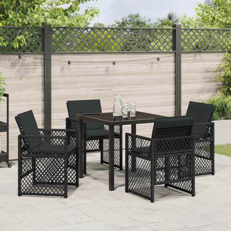 Zestaw do jadalni w ogrodzie 5 pcs Czarny polirattan
