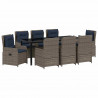 Zestaw do jadalni w ogrodzie 9 pcs Szary Polirattan