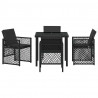 Zestaw do jadalni w ogrodzie 5 pcs Czarny polirattan