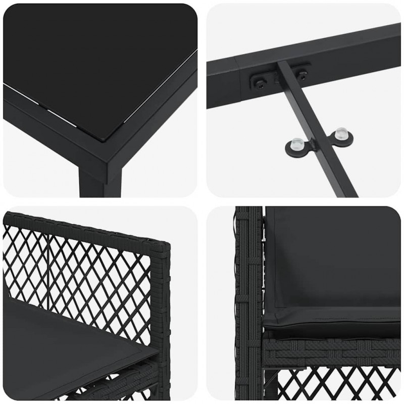 Zestaw do jadalni w ogrodzie 5 pcs Czarny polirattan