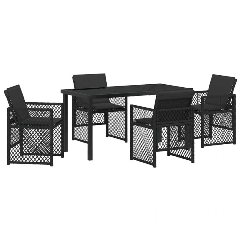 Zestaw do jadalni w ogrodzie 5 pcs Czarny polirattan