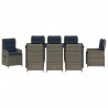 Zestaw do jadalni w ogrodzie 9 pcs Szary Polirattan