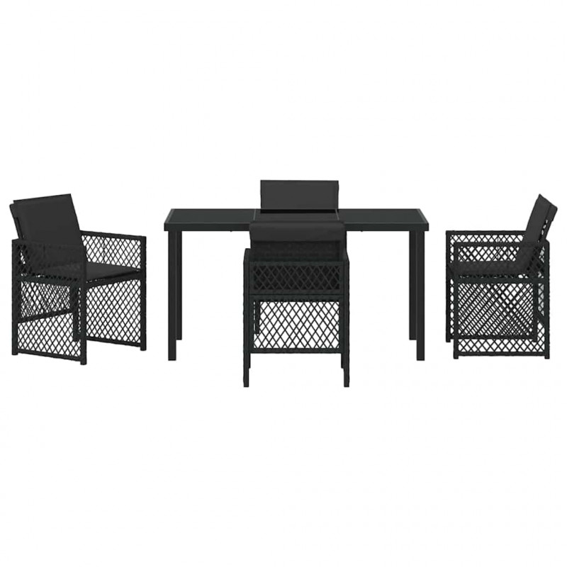 Zestaw do jadalni w ogrodzie 5 pcs Czarny polirattan