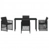 Zestaw do jadalni w ogrodzie 5 pcs Czarny polirattan