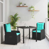 Zestaw do jadalni w ogrodzie 3 pcs Czarny Polirattan