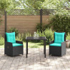 Zestaw do jadalni w ogrodzie 3 pcs Czarny Polirattan