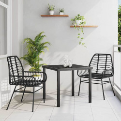 Zestaw do jadalni w ogrodzie 3 pcs Czarny polirattan