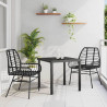 Zestaw do jadalni w ogrodzie 3 pcs Czarny polirattan