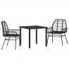 Zestaw do jadalni w ogrodzie 3 pcs Czarny polirattan