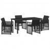 Zestaw do jadalni w ogrodzie 5 pcs Czarny polirattan