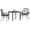 Zestaw do jadalni w ogrodzie 3 pcs Czarny polirattan