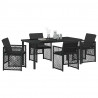 Zestaw do jadalni w ogrodzie 5 pcs Czarny polirattan