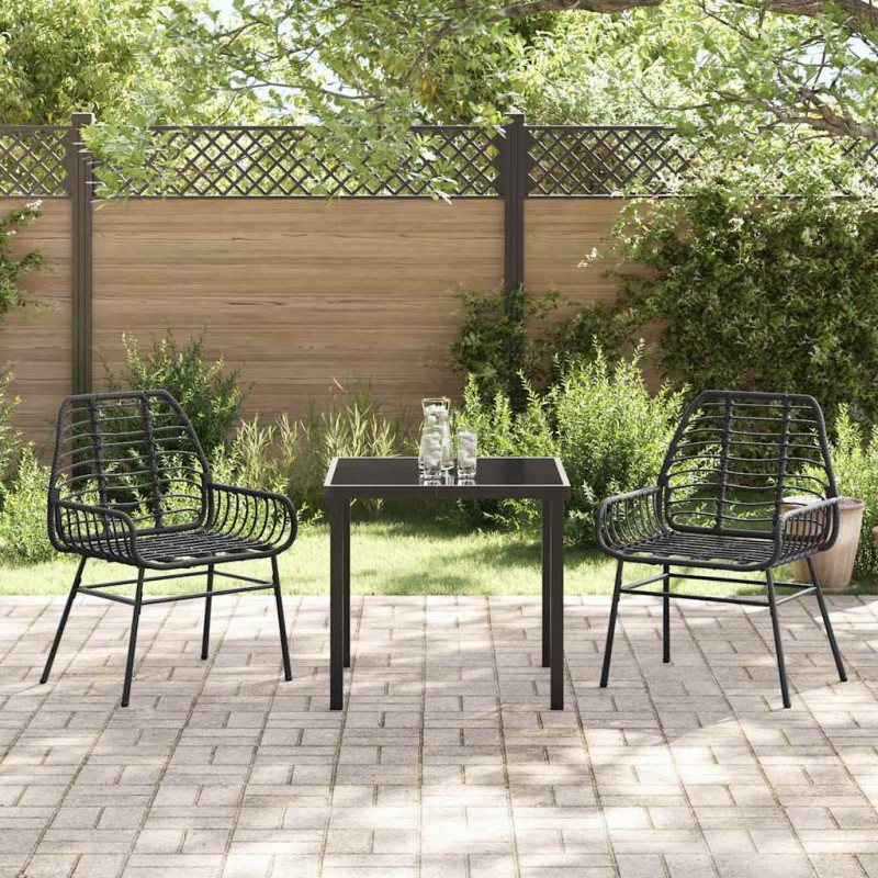 Zestaw do jadalni w ogrodzie 3 pcs Czarny polirattan