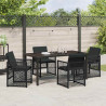 Zestaw do jadalni w ogrodzie 5 pcs Czarny polirattan