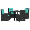Zestaw do jadalni w ogrodzie 5 pcs Czarny Polirattan