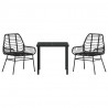 Zestaw do jadalni w ogrodzie 3 pcs Czarny polirattan