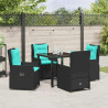 Zestaw do jadalni w ogrodzie 5 pcs Czarny Polirattan