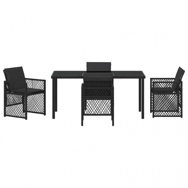 Zestaw do jadalni w ogrodzie 5 pcs Czarny polirattan