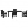 Zestaw do jadalni w ogrodzie 5 pcs Czarny polirattan
