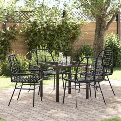 Zestaw do jadalni w ogrodzie 5 pcs Czarny polirattan